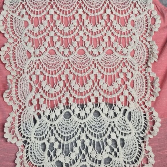 Pink Rose Womens Lace Embroidered Back‎ Sleeveless Top MED Gray Pink Colorblock - Picture 6 of 10